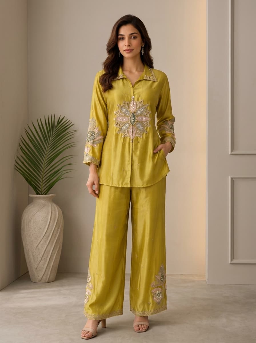 Circle C S Yellow Co-ord Set — Full Silhouette