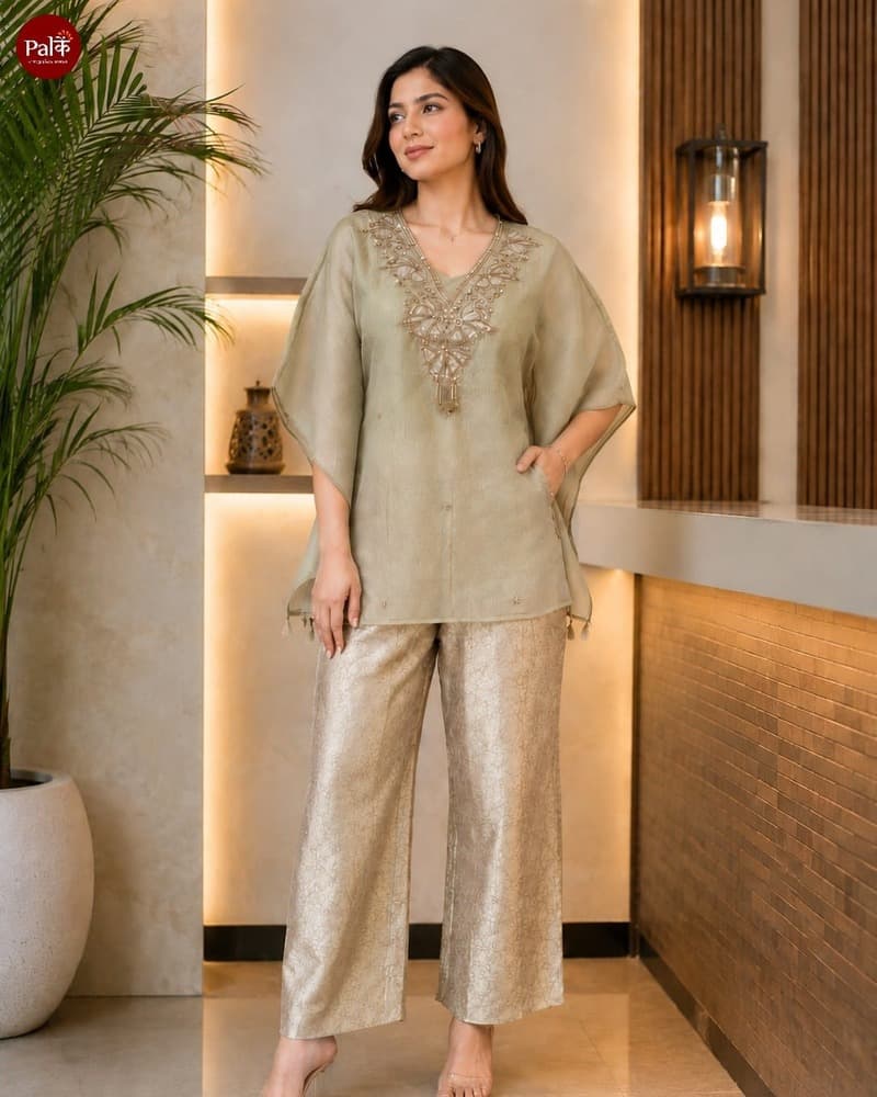 029 Biscuit Jaal Embroidered Suit — Full Silhouette
