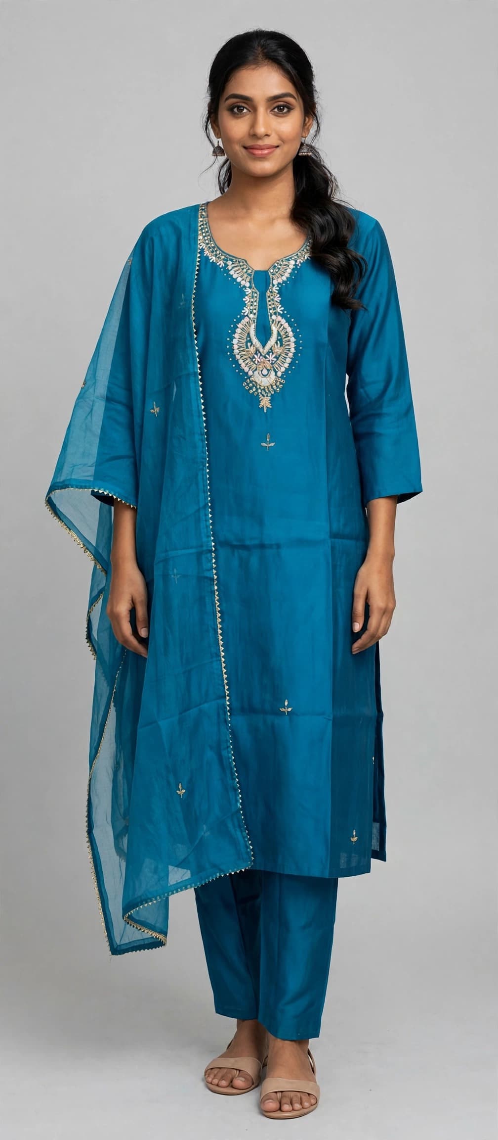 DES-14043 N.Blue Suit Set — Full Silhouette