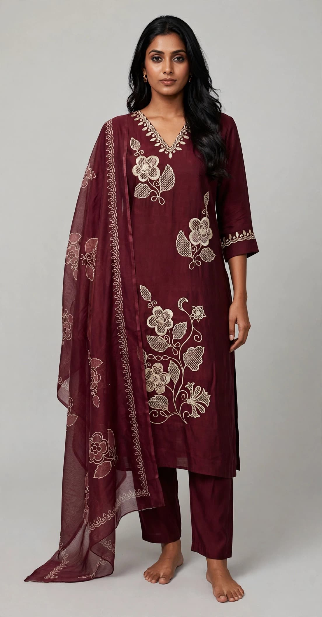 DES-15325 Dark-Maroon Suit Set — Full Silhouette