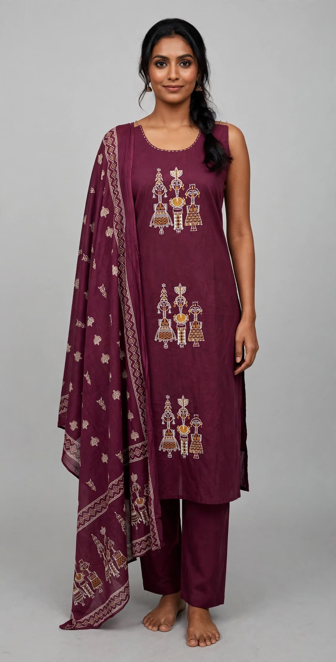 DES-17209 Wine Suit Set — Full Silhouette