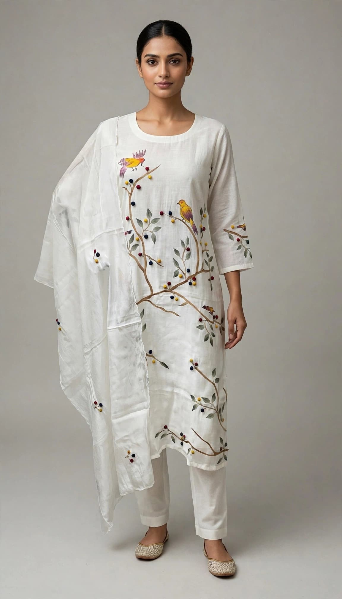 DES-17600 Cream Suit Set — Full Silhouette