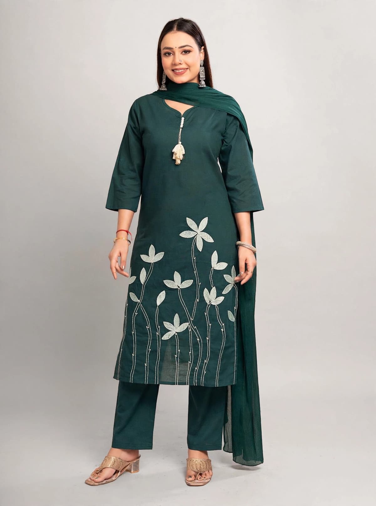DES-17762 Teal-Green Suit Set — Full Silhouette