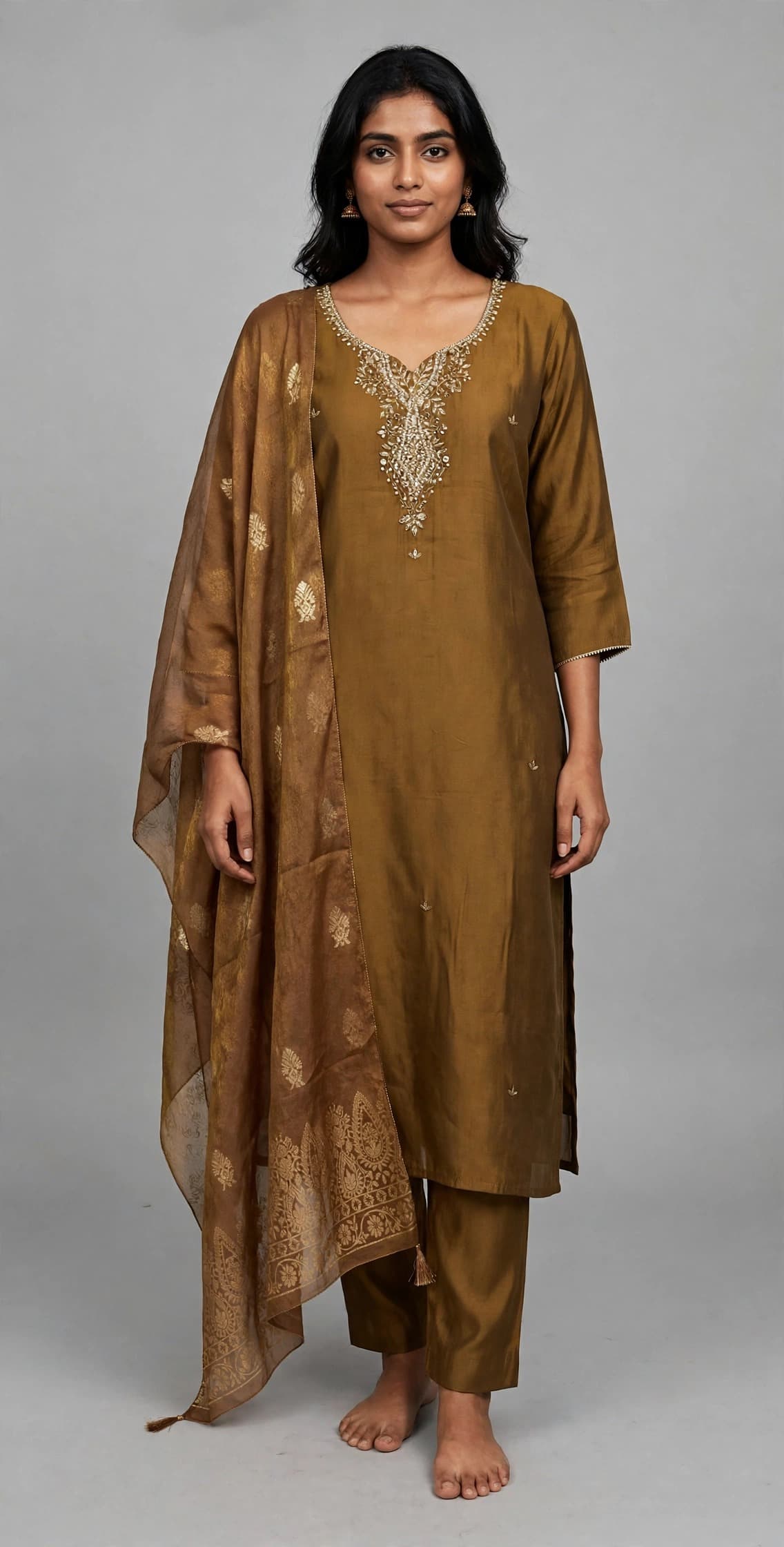 DES-18479 Dark-Rose-Gold Suit Set — Full Silhouette