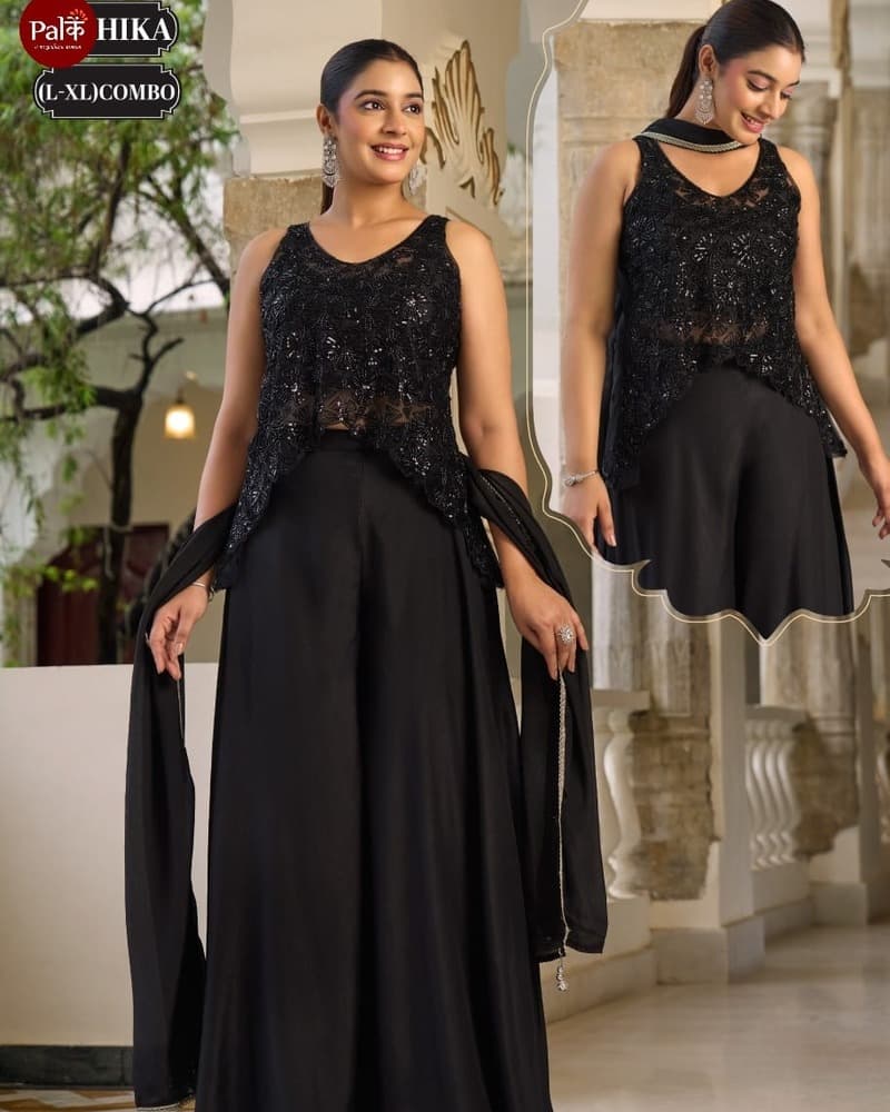 Gathika Black Chikankari Kurta Set — Full Silhouette