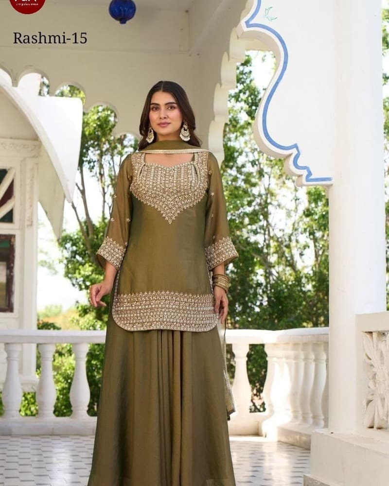 Rashmika 15 Layered Cape Sharara — Full Silhouette